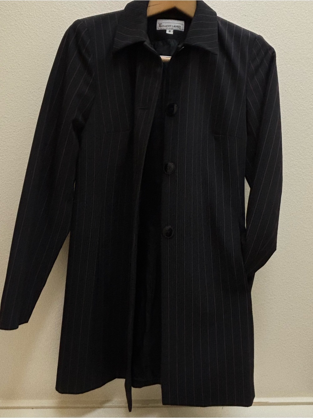 Elliott Lauren Black Pinstripe Longline Blazer - Limited Edition
